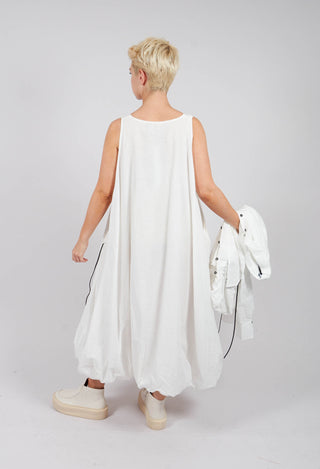 Sleeveless Dress with Drawstring Pockets in Bone Paper - 1550905
