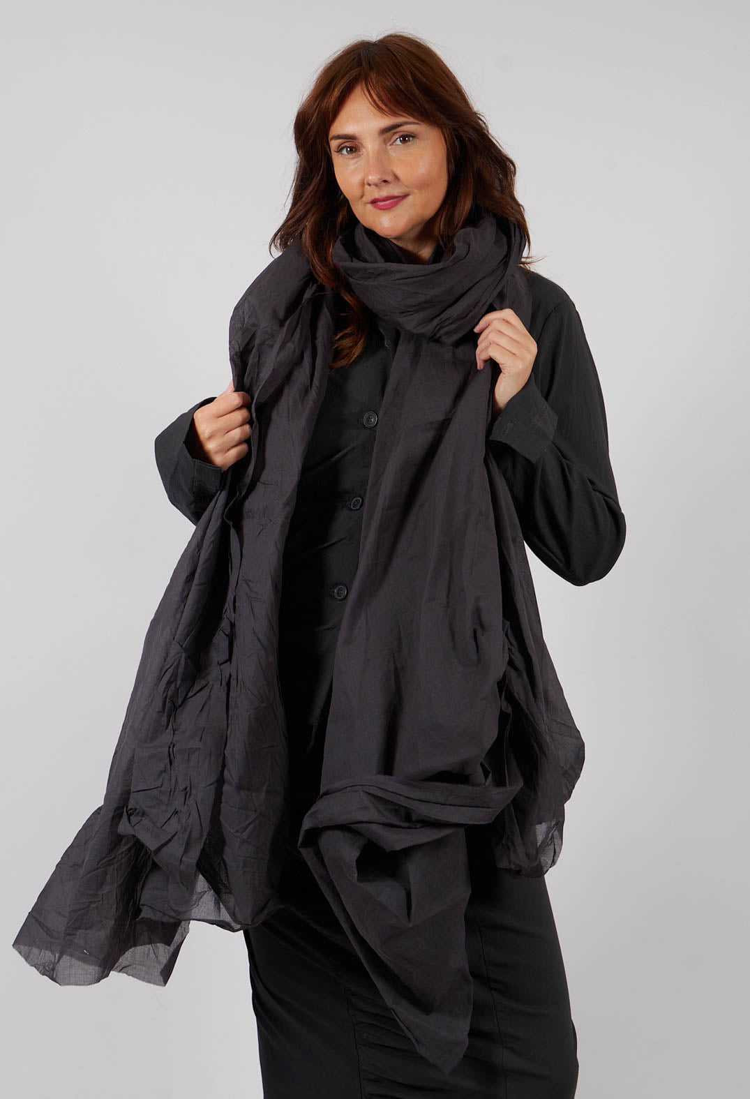Oversized Cotton Scarf in Swamp Paper - 1551407