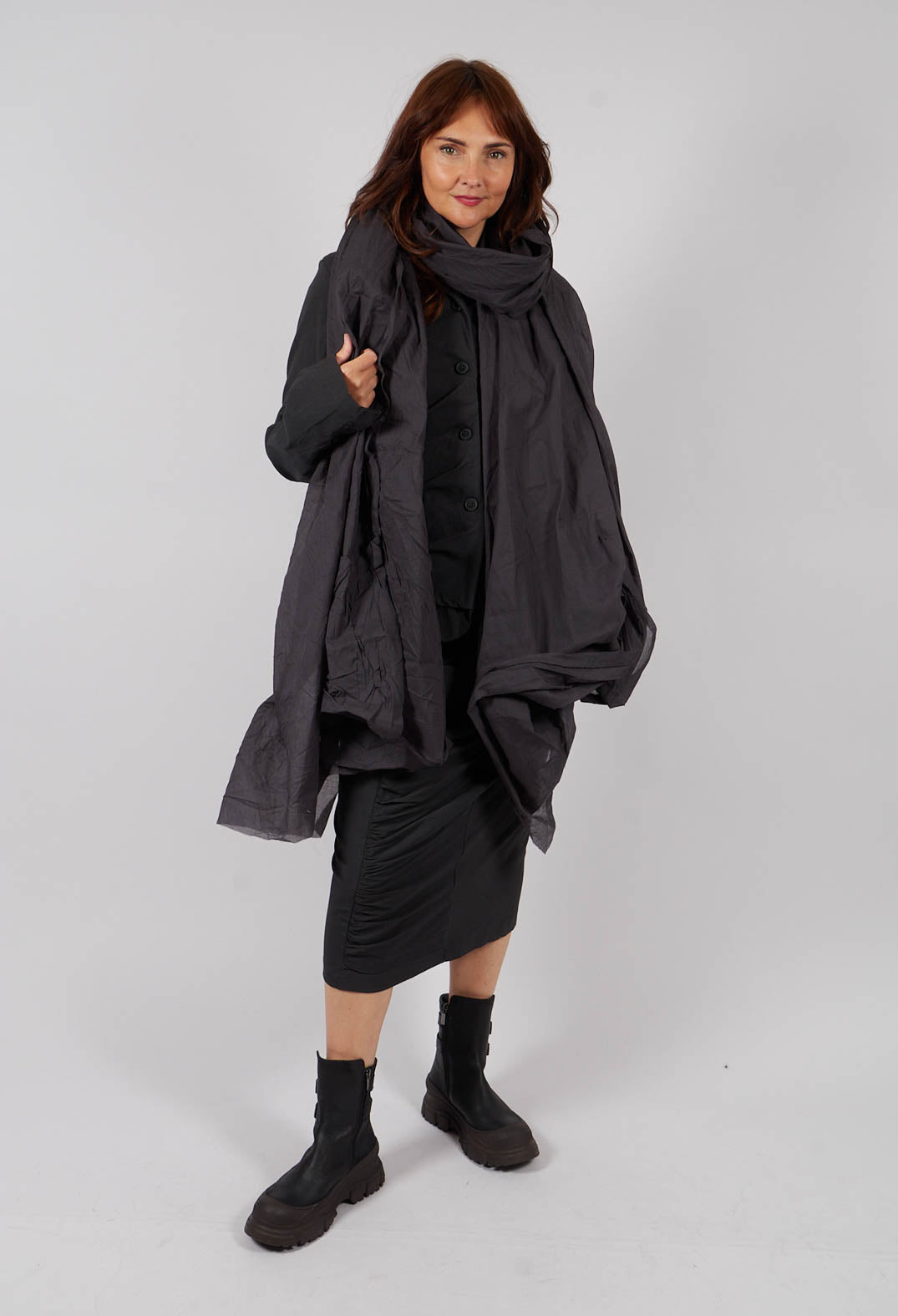 Oversized Cotton Scarf in Swamp Paper - 1551407