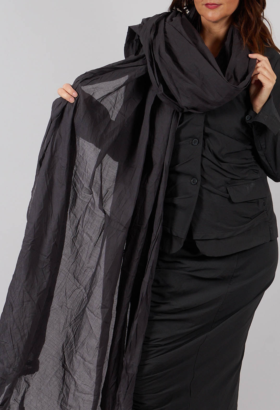 Oversized Cotton Scarf in Swamp Paper - 1551407