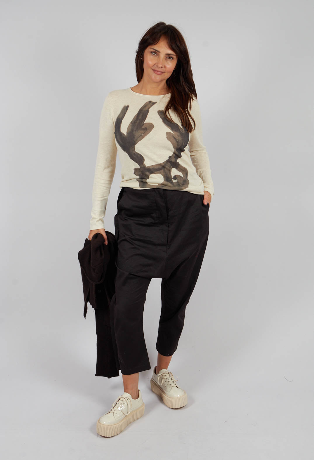 Long Sleeve Jumper in Bone Print - 1740701