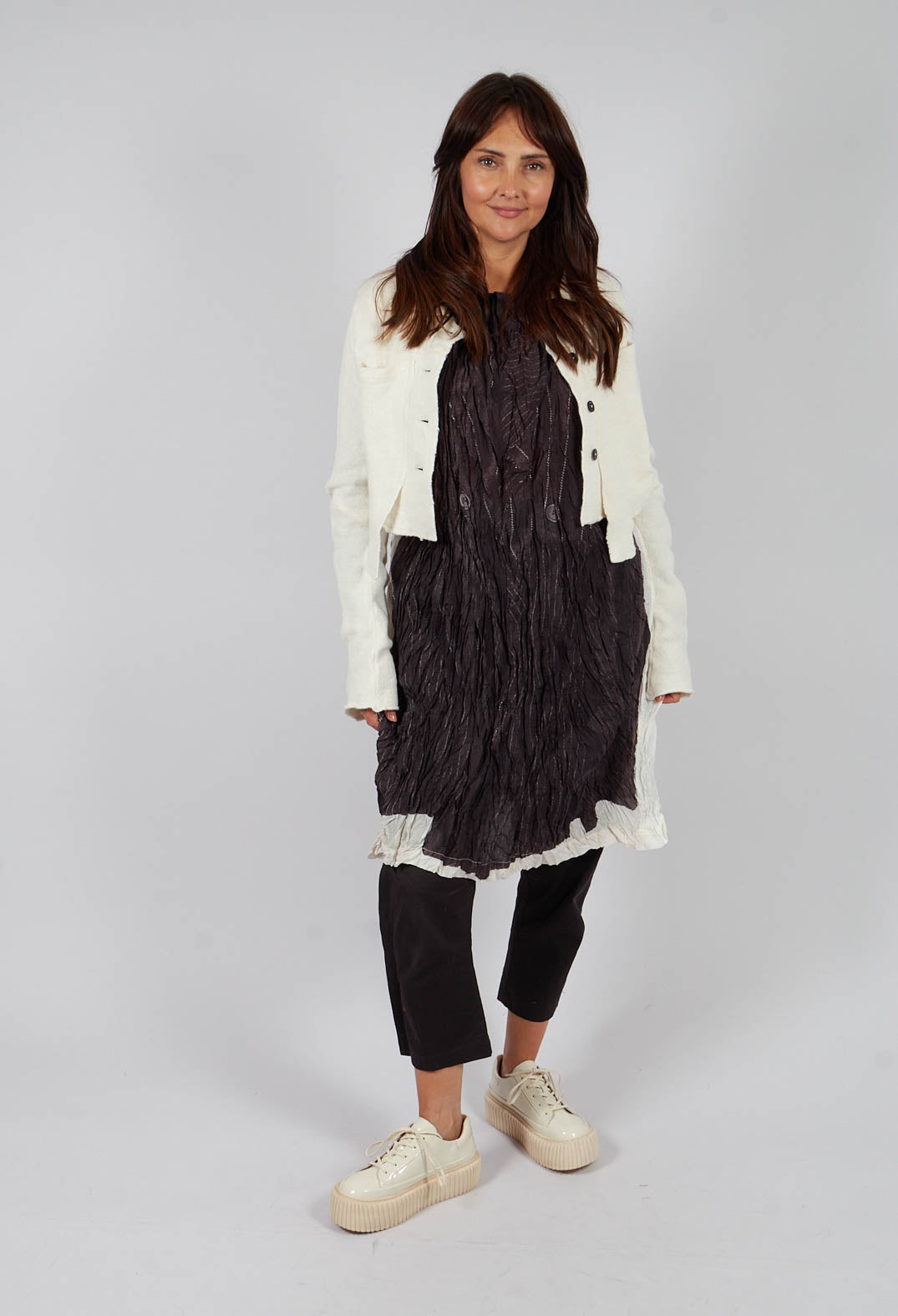 Cropped Button Through Cardigan in Bone - 1757103
