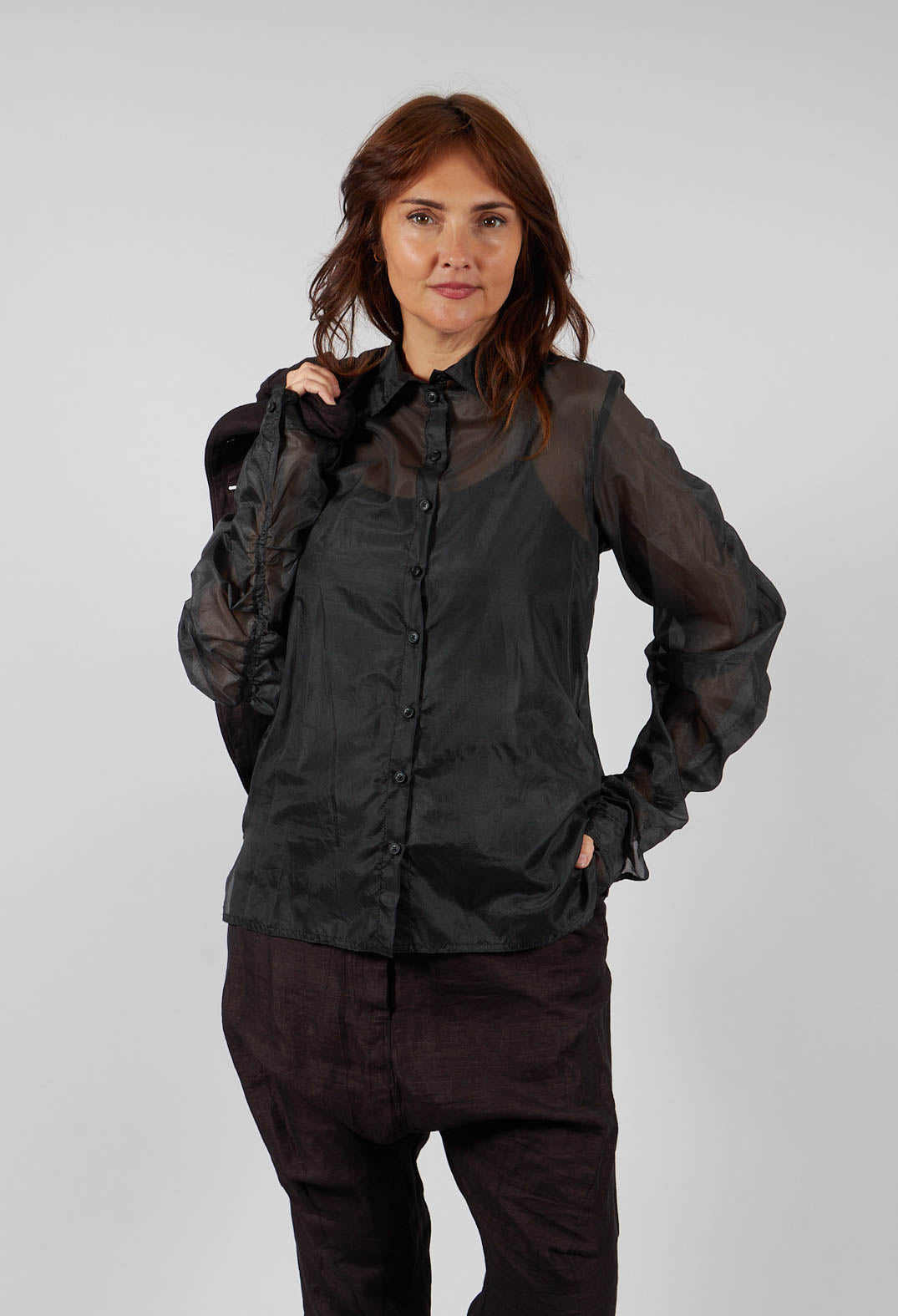Sheer Silk Shirt in Black - 1780402