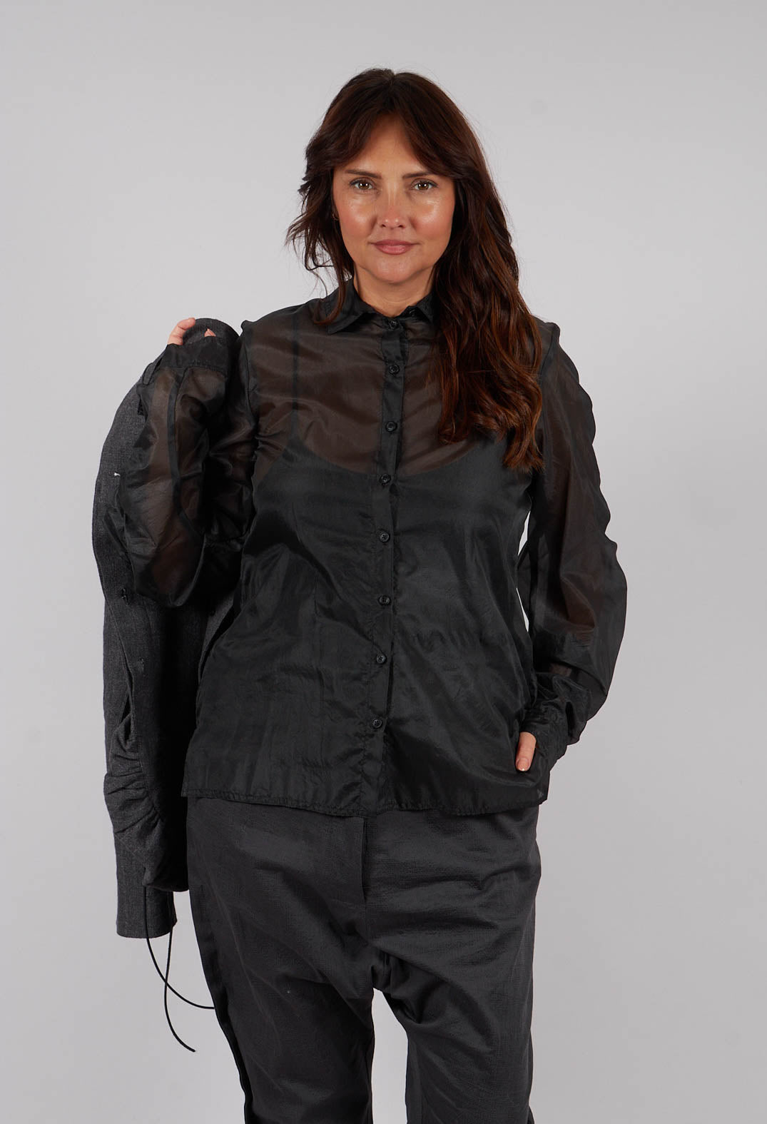 Sheer Silk Shirt in Black - 1780402