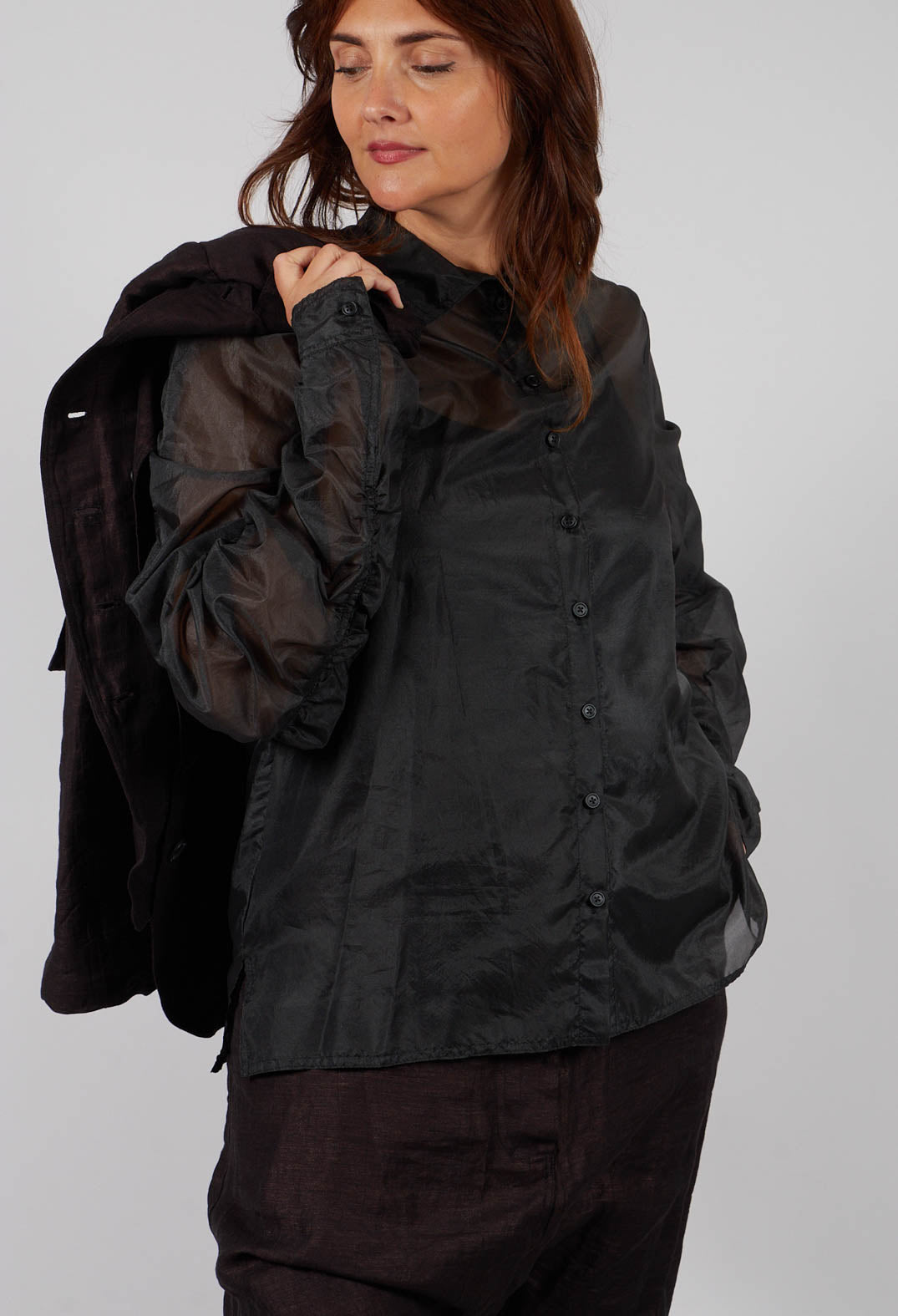 Sheer Silk Shirt in Black - 1780402