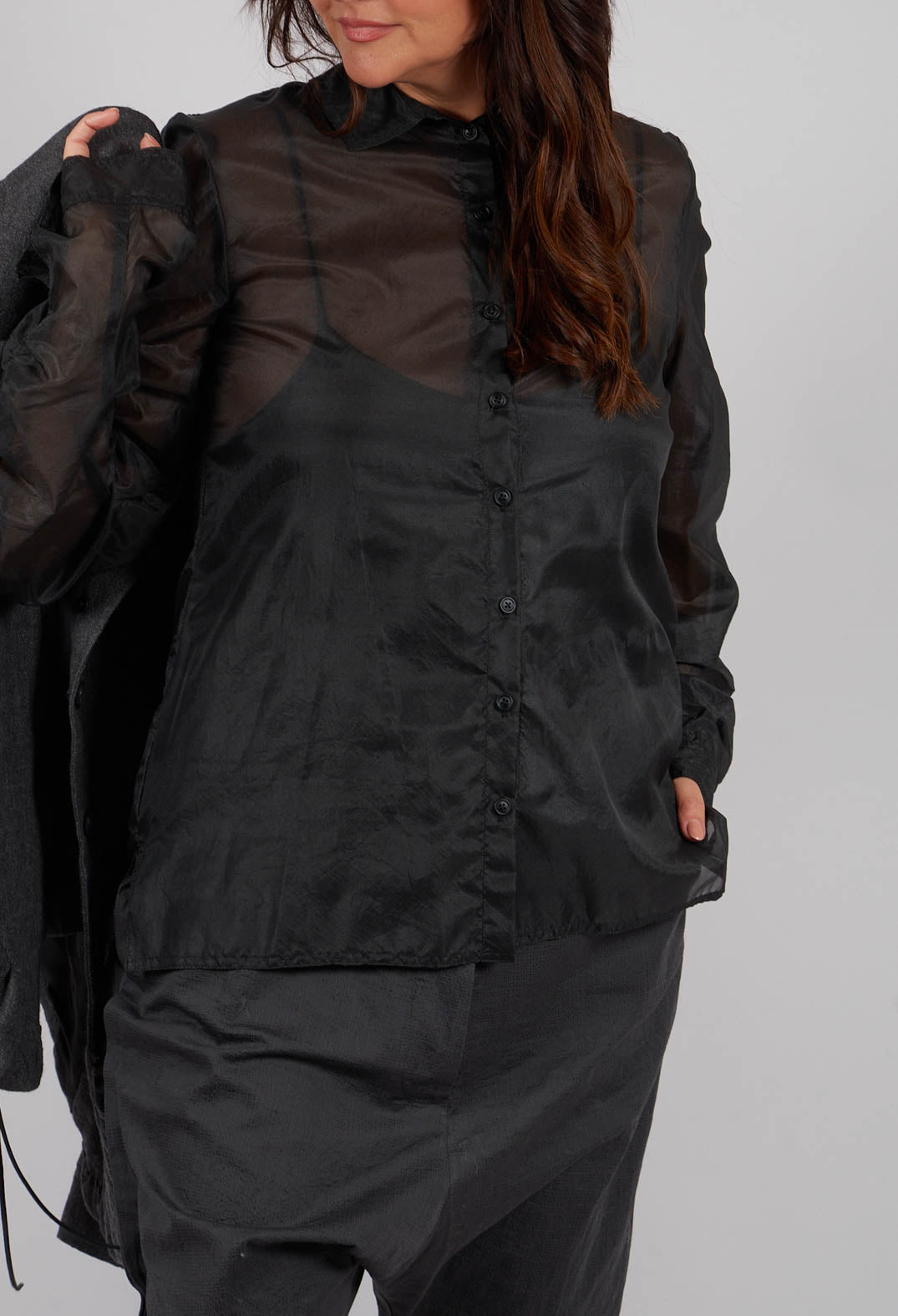 Sheer Silk Shirt in Black - 1780402