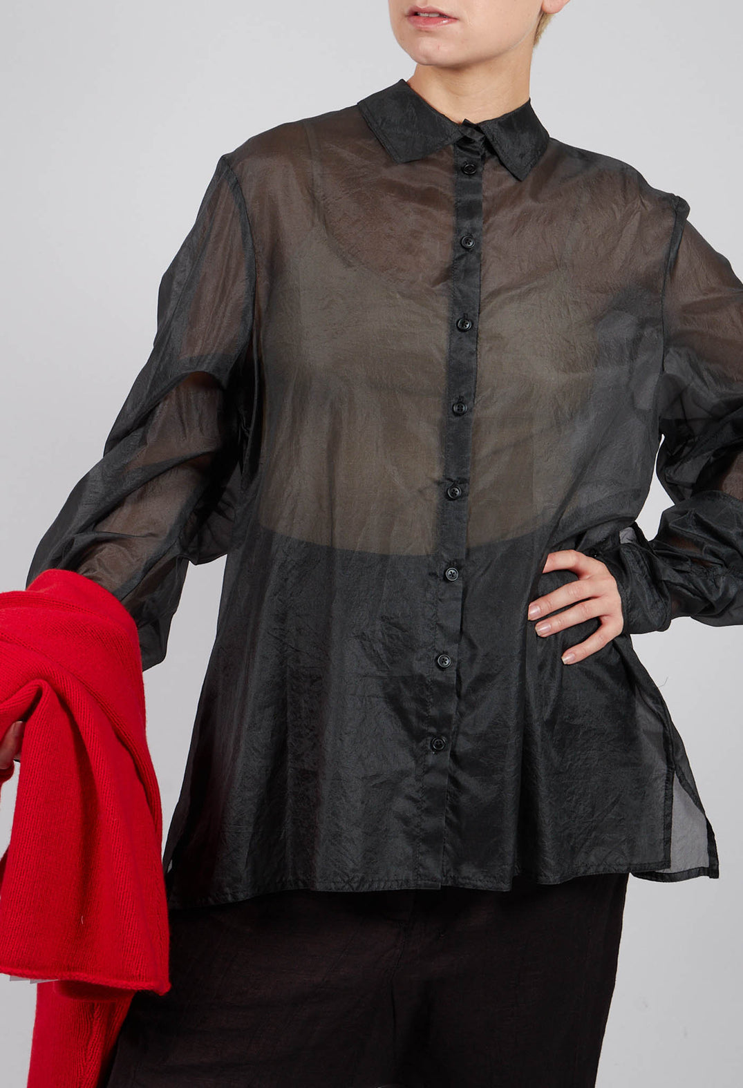 Sheer Silk Shirt in Black - 1780402