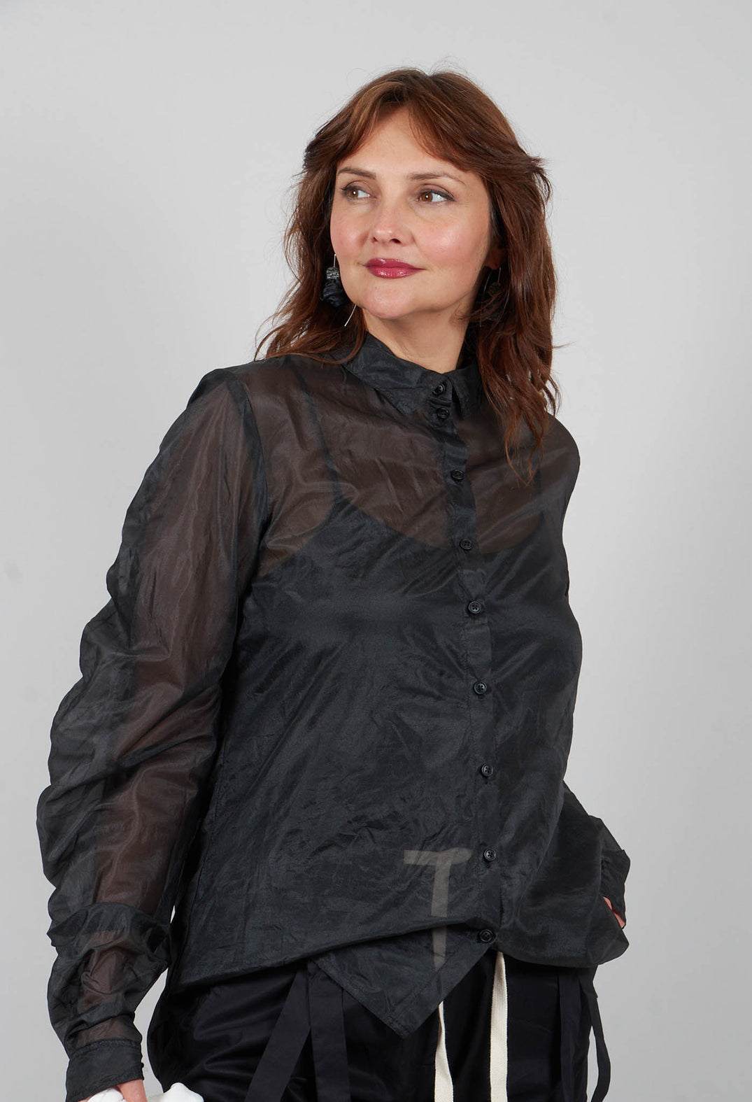 Sheer Silk Shirt in Black - 1780402