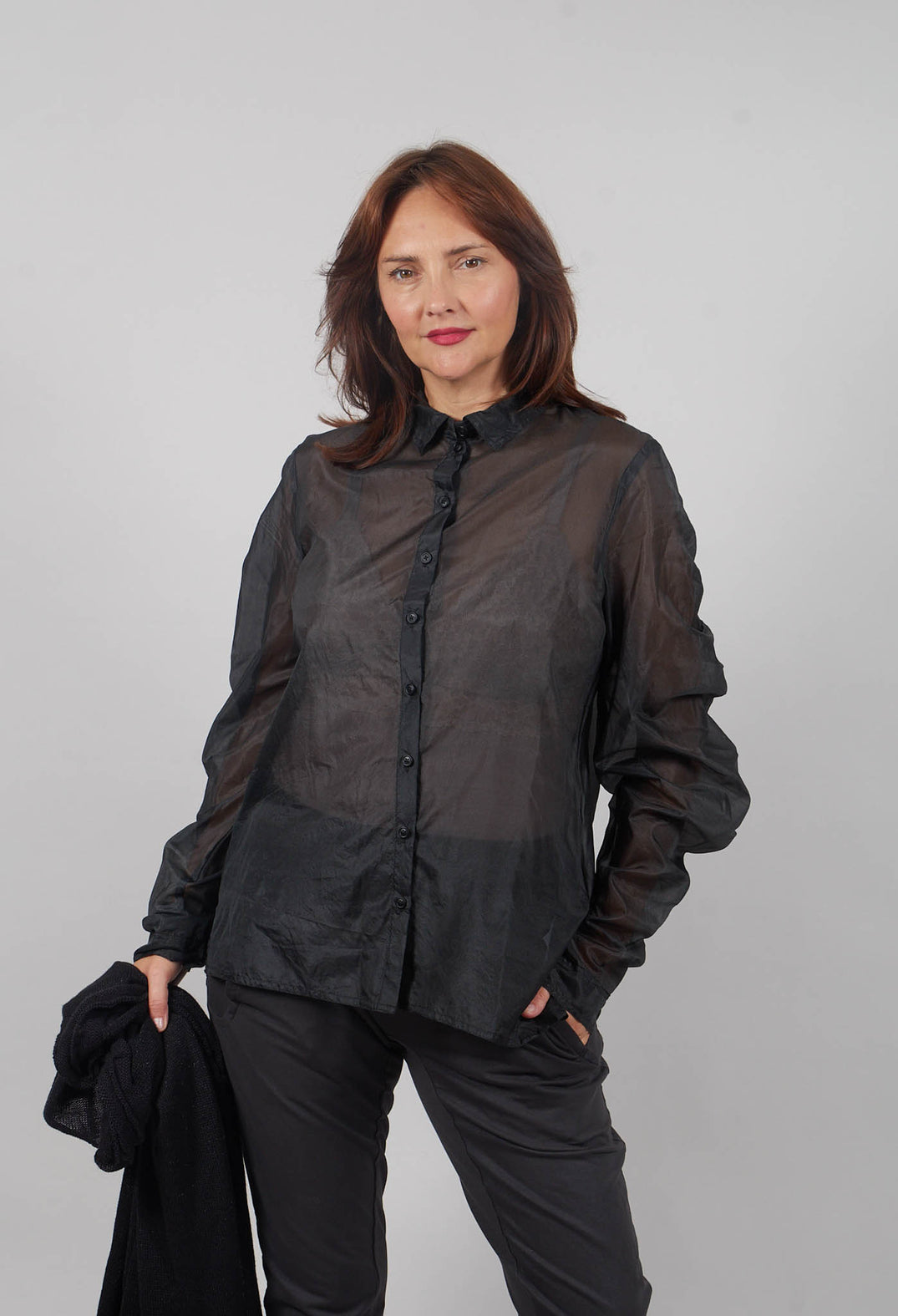 Sheer Silk Shirt in Black - 1780402
