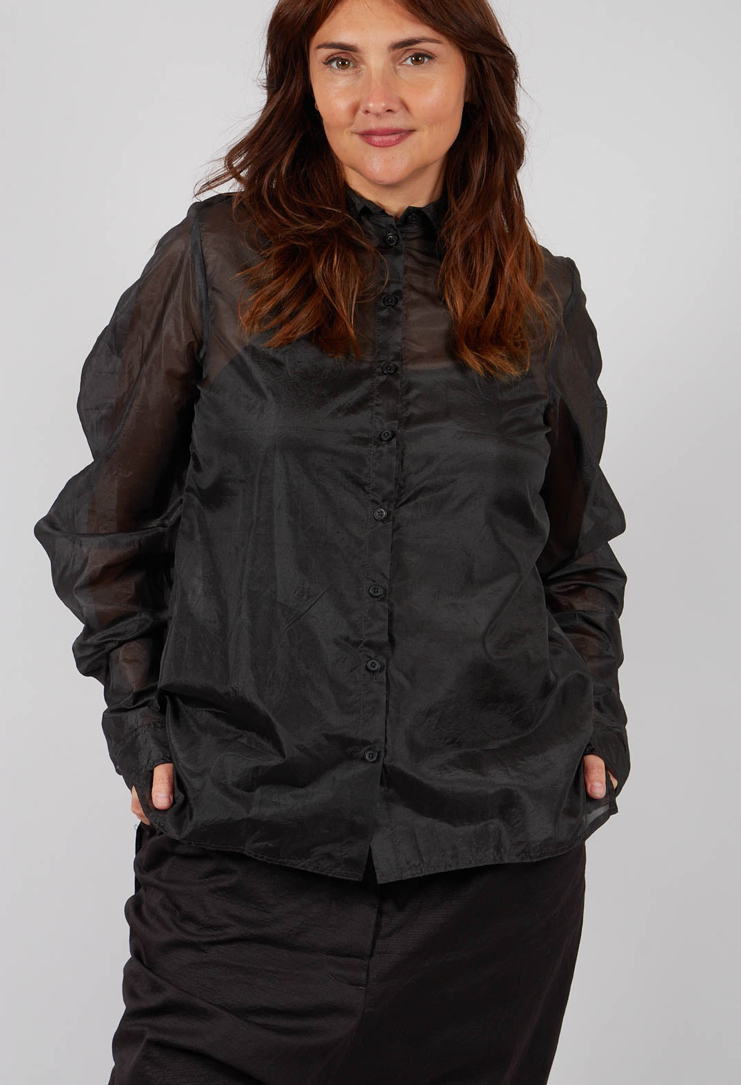 Sheer Silk Shirt in Turf - 1780402