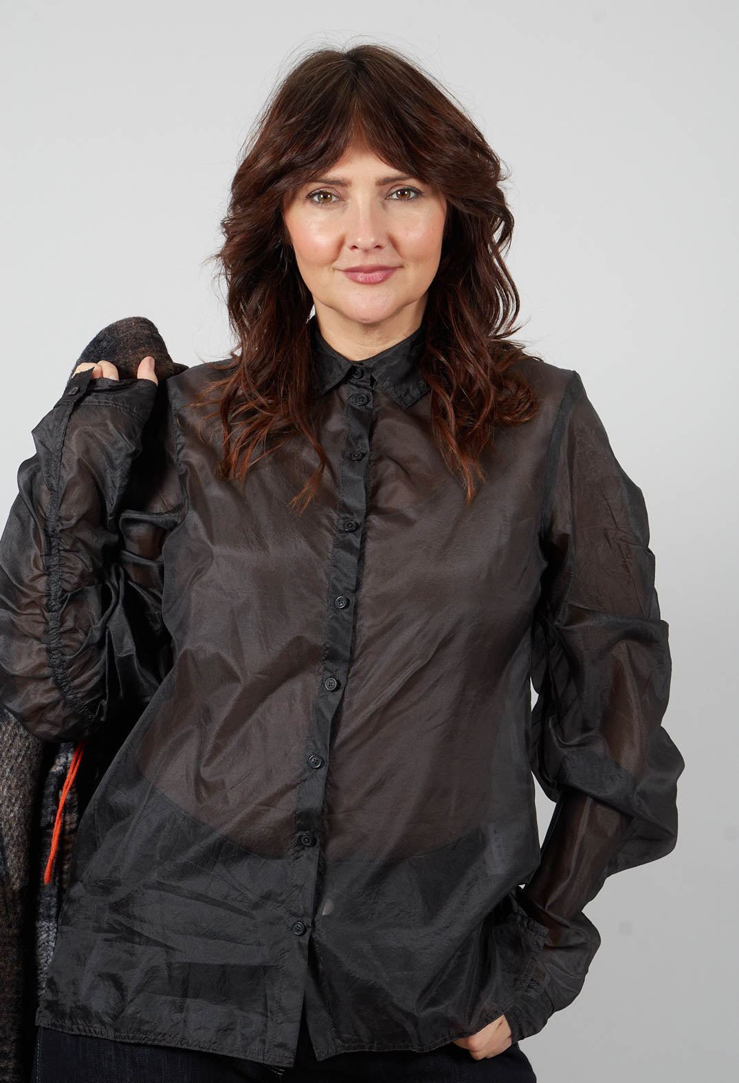 Sheer Silk Shirt in Turf - 1780402
