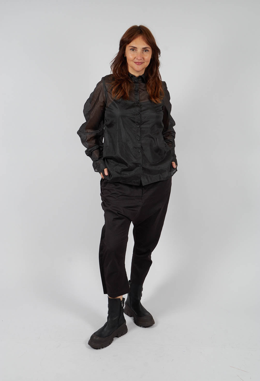 Sheer Silk Shirt in Turf - 1780402