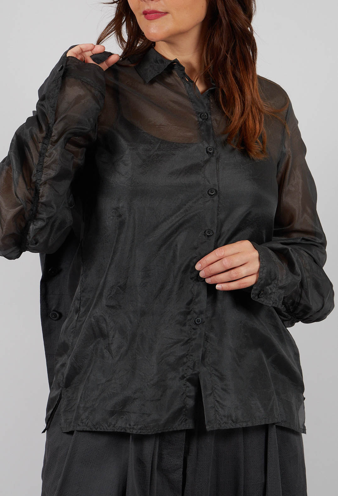 Sheer Silk Shirt in Swamp - 1780402