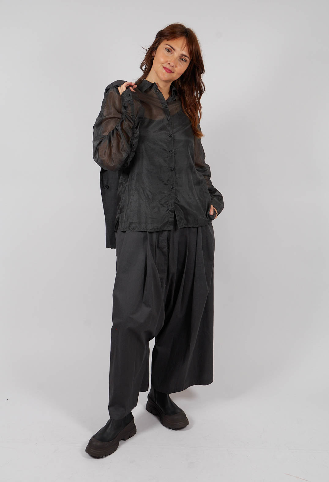 Sheer Silk Shirt in Swamp - 1780402