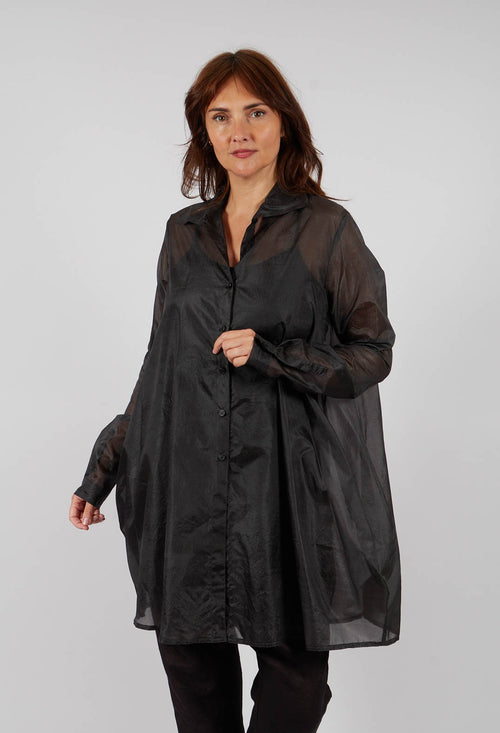 Sheer Silk Shirt Dress in Turf - 1780904