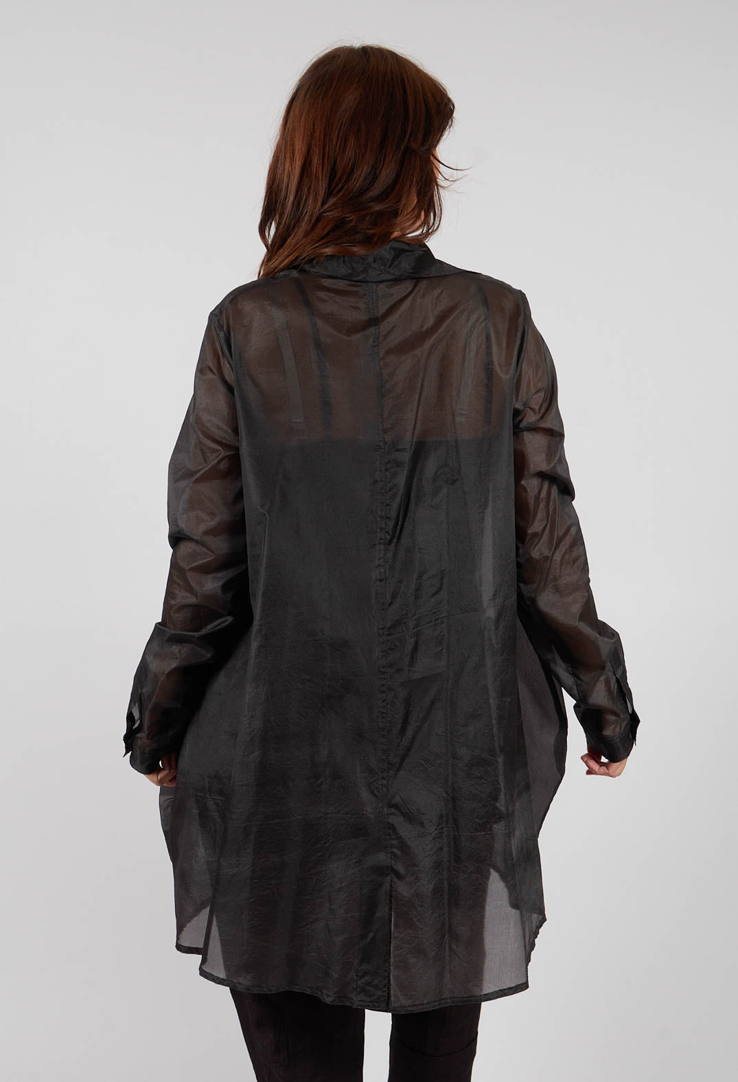 Sheer Silk Shirt Dress in Turf - 1780904