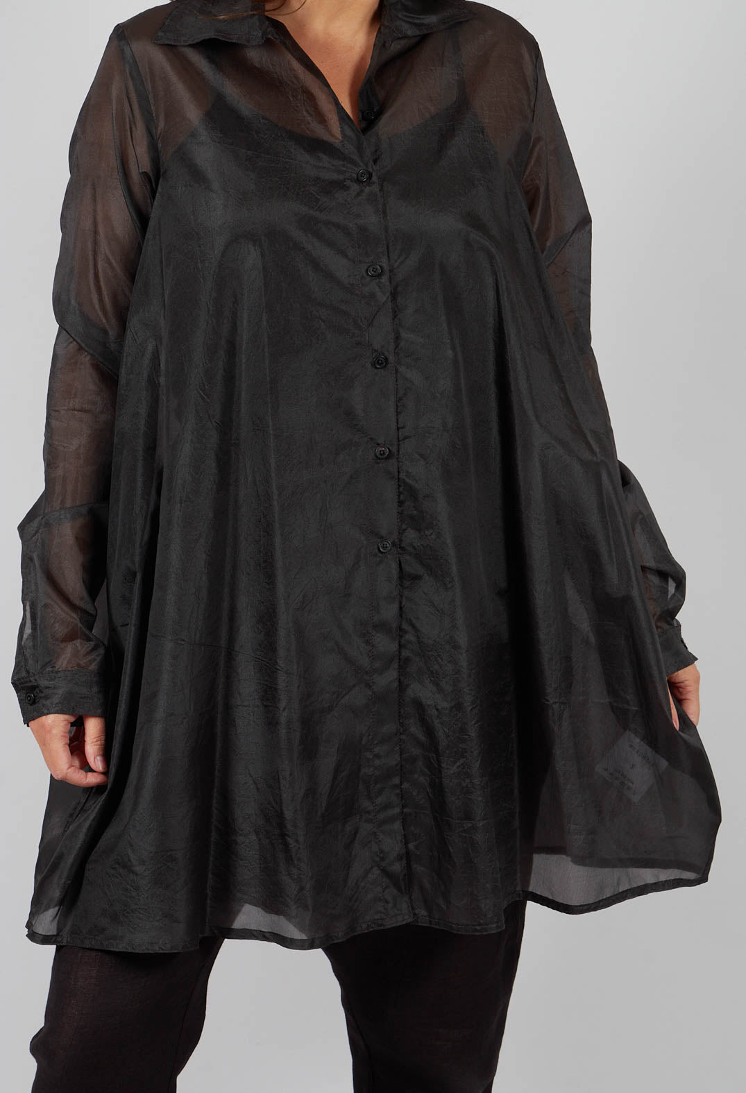 Sheer Silk Shirt Dress in Turf - 1780904