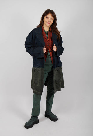 Colour Block Coat in Pine Medium - 2031205