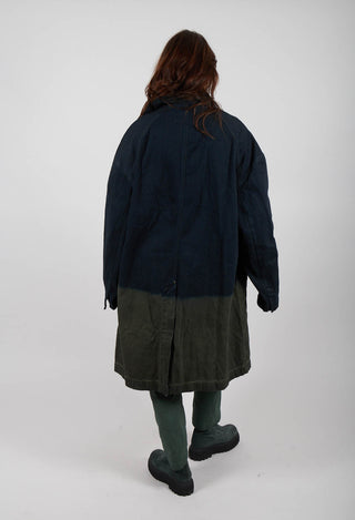 Colour Block Coat in Pine Medium - 2031205