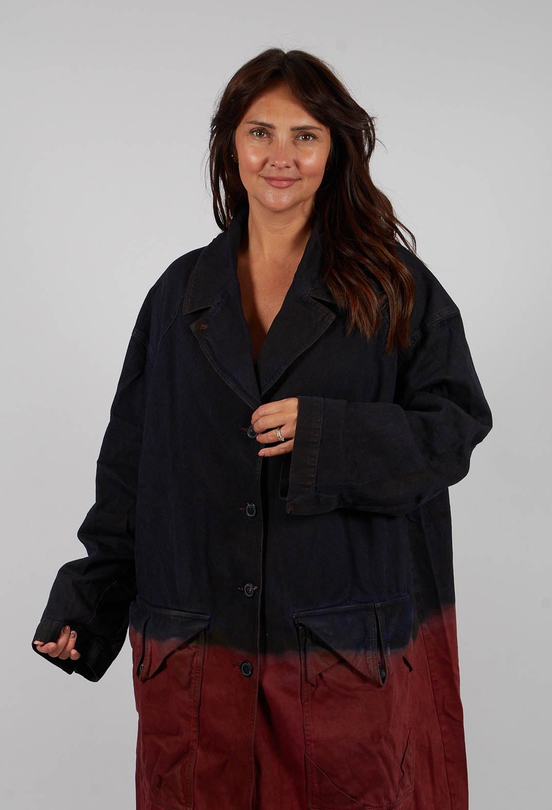 Colour Block Coat in Crab Medium - 2031205