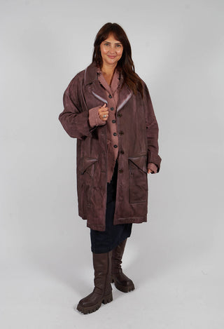 Colour Block Coat in Flamingo Light - 2031205