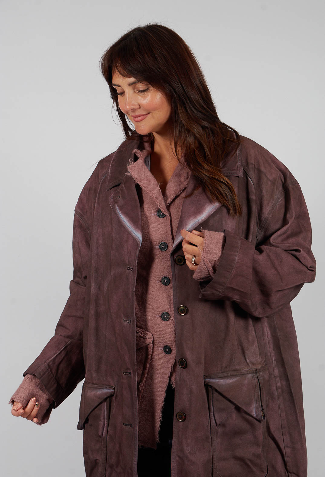 Colour Block Coat in Flamingo Light - 2031205