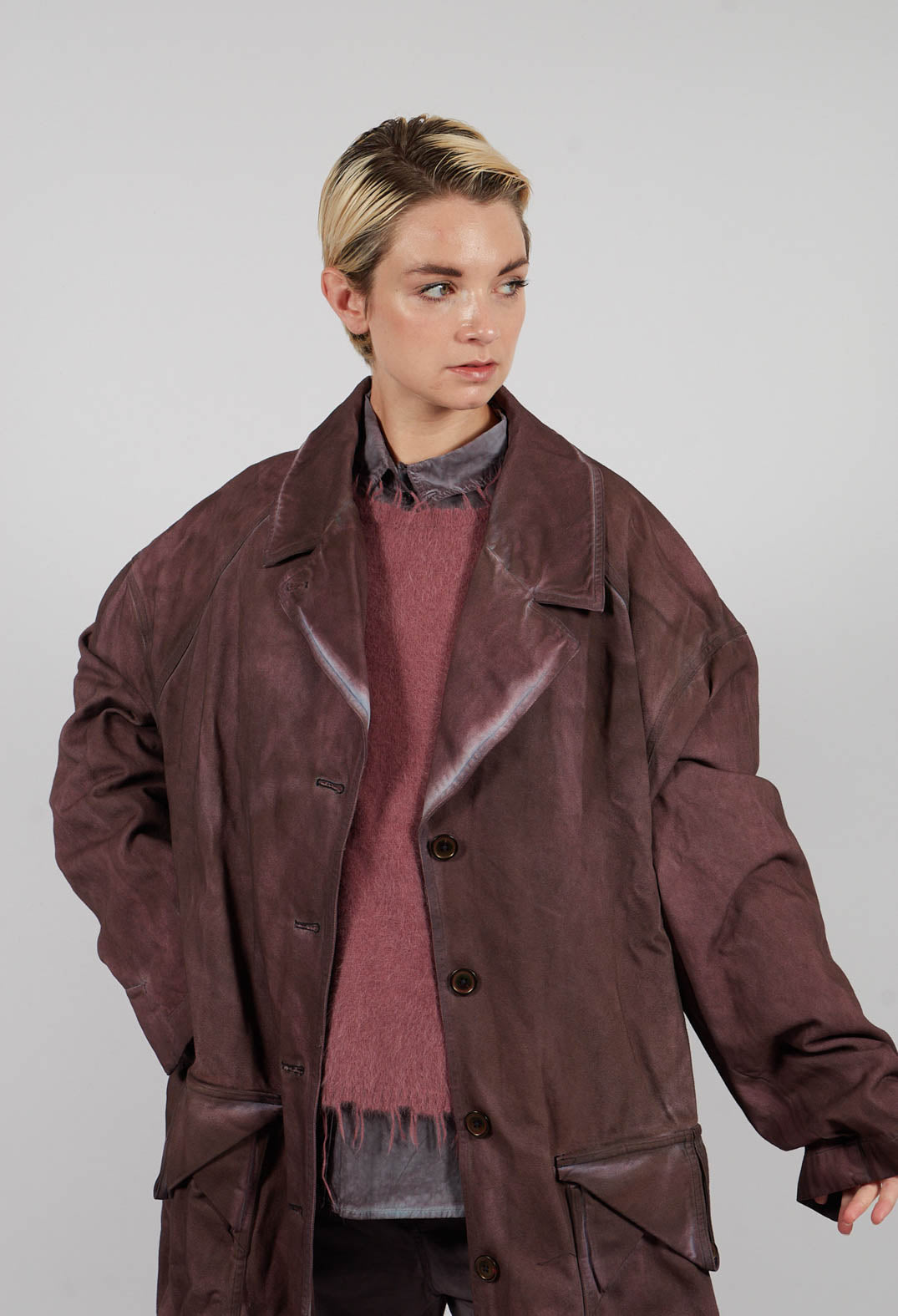 Colour Block Coat in Flamingo Light - 2031205