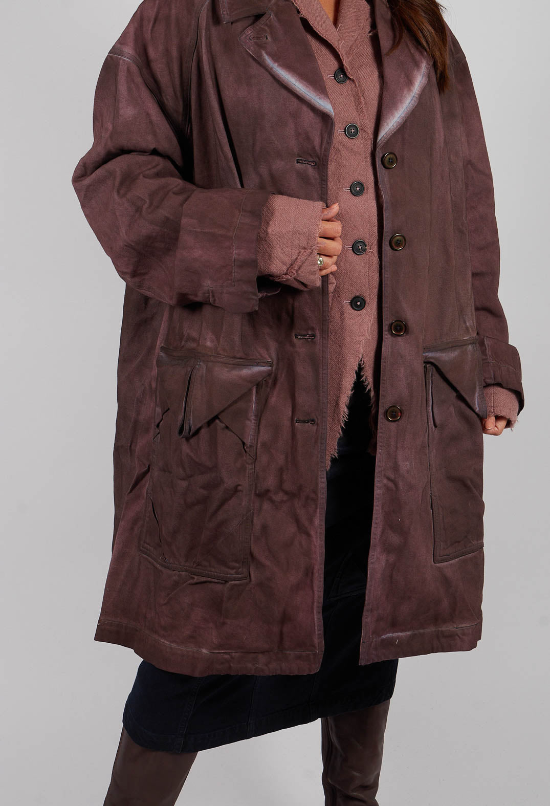 Colour Block Coat in Flamingo Light - 2031205