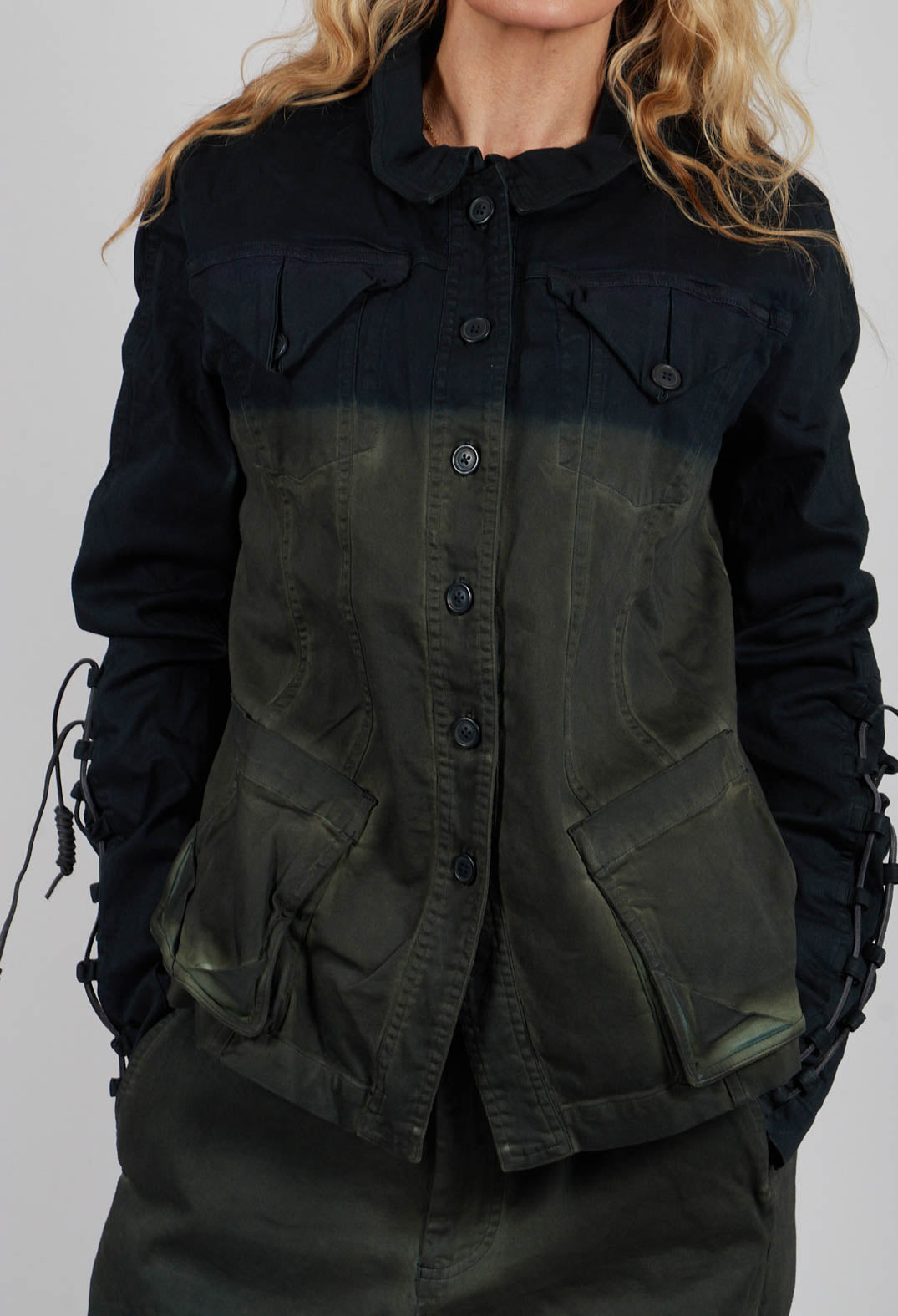 Button Through Jacket in Pine Medium - 2061107