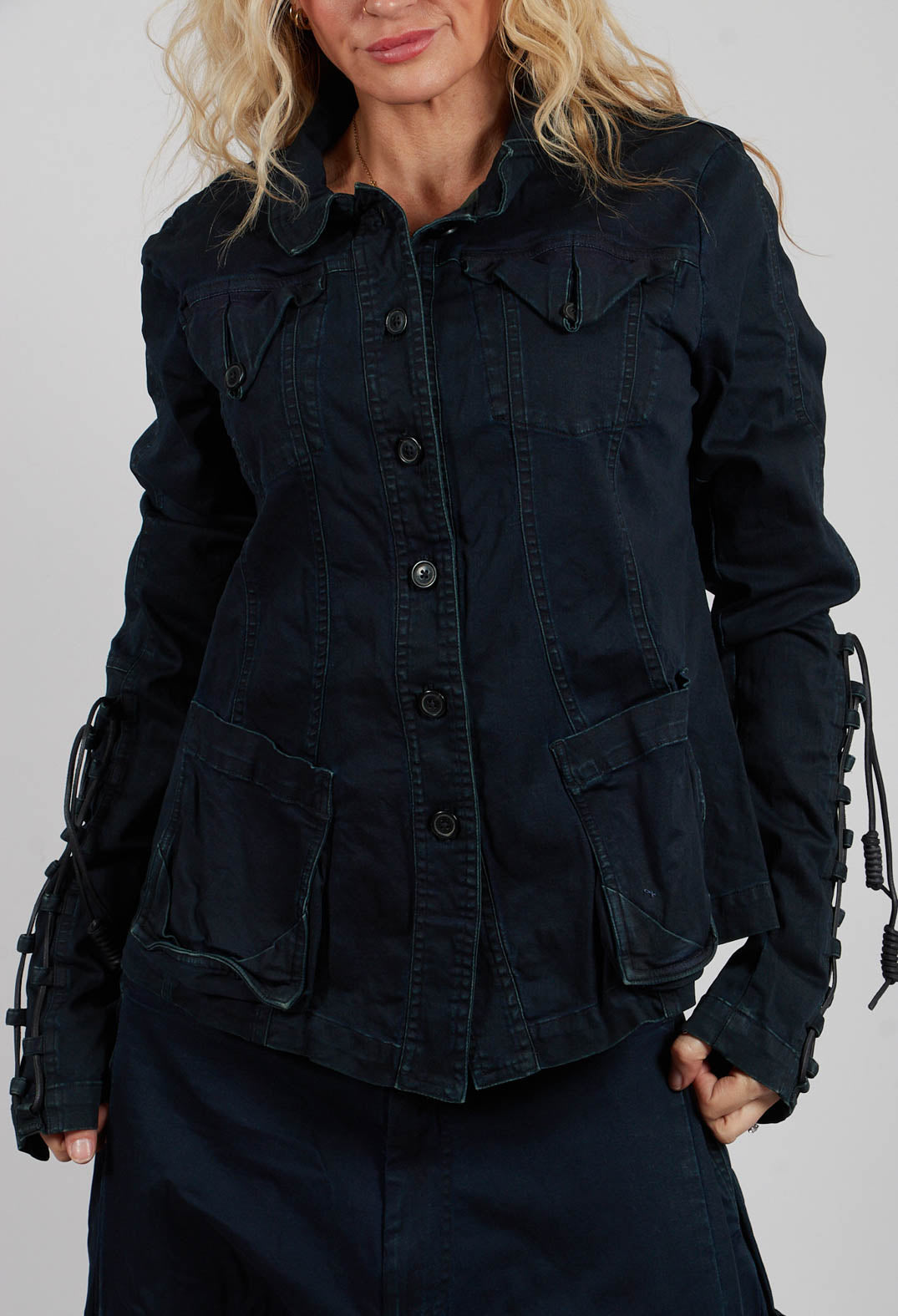 Button Through Jacket in Pine Dark - 2061117