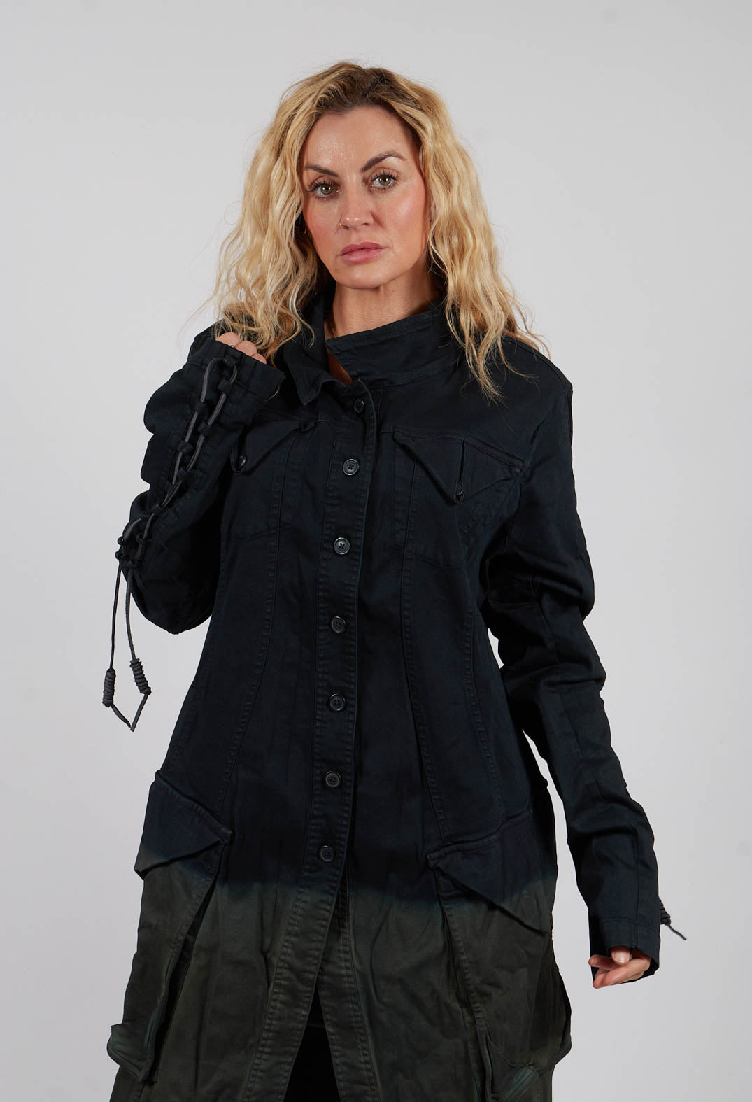 Button Through Coat in Pine Medium - 2061208