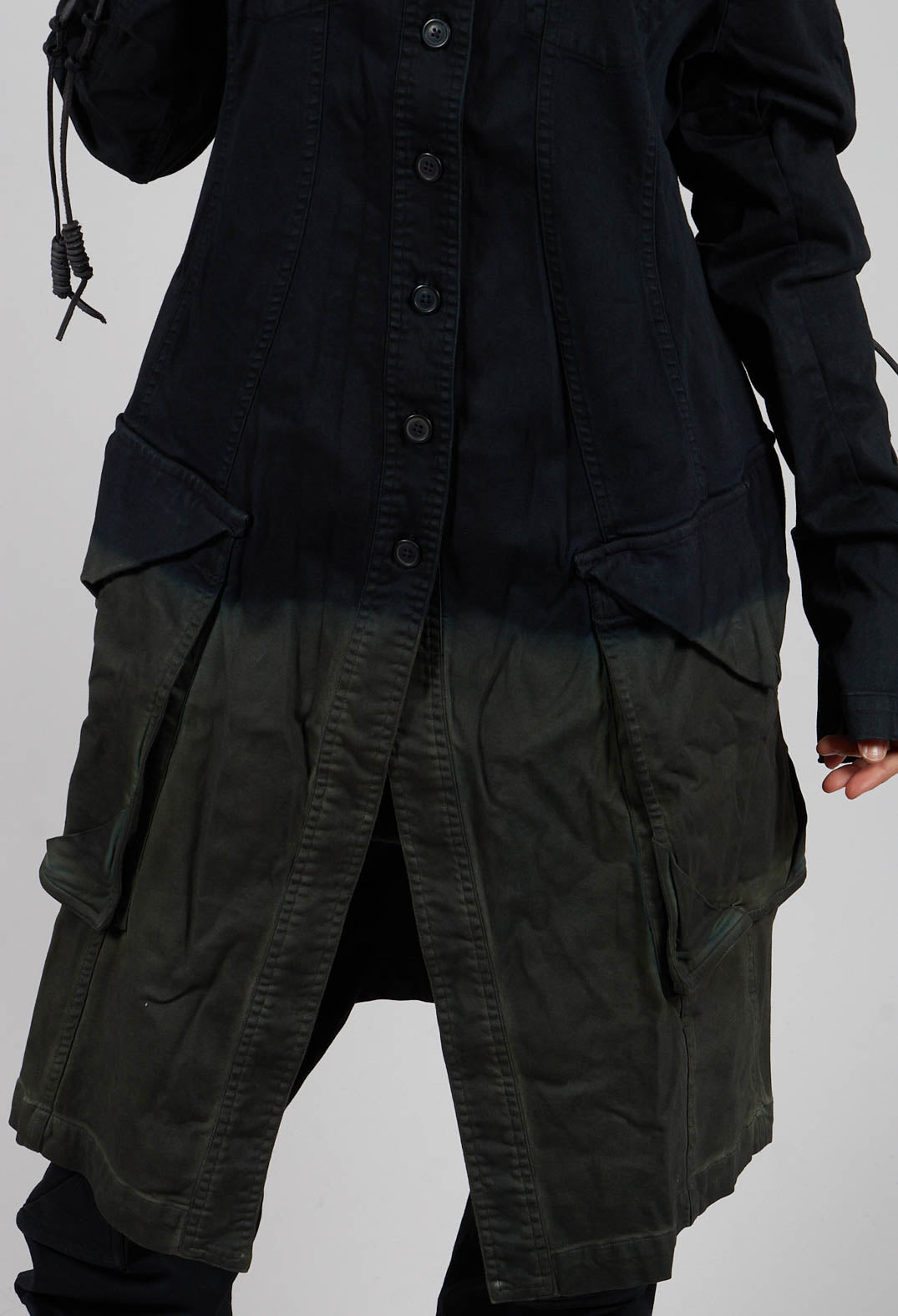 Button Through Coat in Pine Medium - 2061208