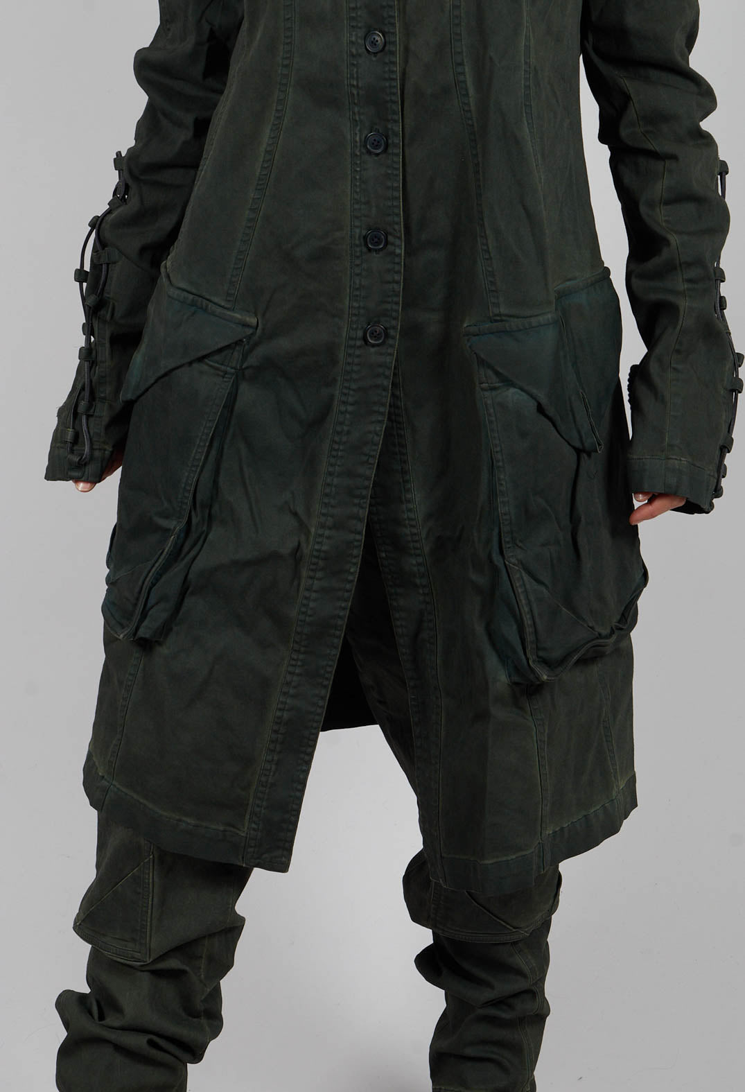 Button Through Coat in Pine Medium - 2061208