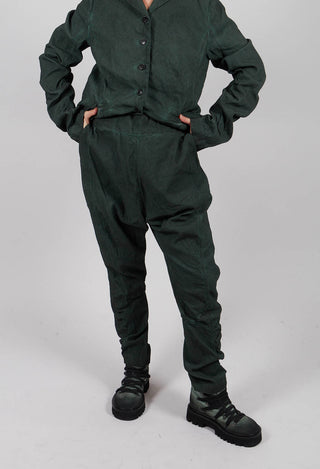 Drop Crotch Trousers with Ruched Leg in Pine Cloud - 2120103