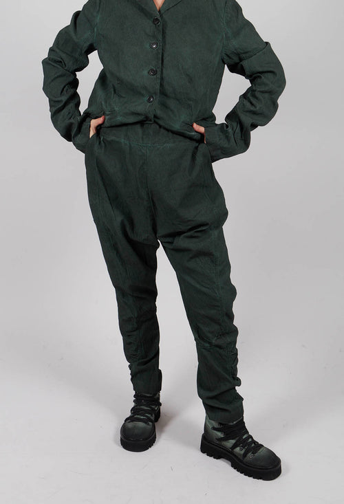 Drop Crotch Trousers with Ruched Leg in Pine Cloud - 2120103