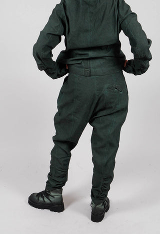 Drop Crotch Trousers with Ruched Leg in Pine Cloud - 2120103
