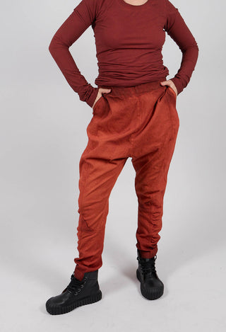 Drop Crotch Trousers with Ruched Leg in Crab Reverse - 2120103
