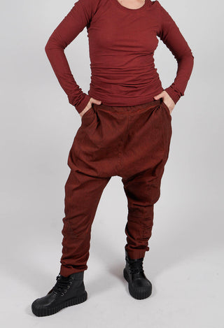 Drop Crotch Trousers with Ruched Leg in Crab Cloud - 2120103