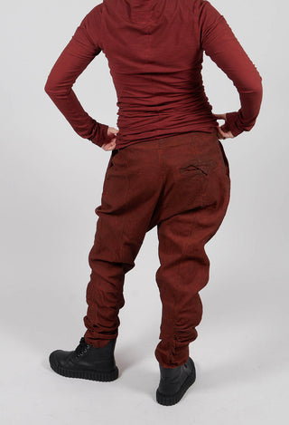 Drop Crotch Trousers with Ruched Leg in Crab Cloud - 2120103