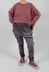 Drop Crotch Trousers with Ruched Leg in Flamingo Reverse - 2120103
