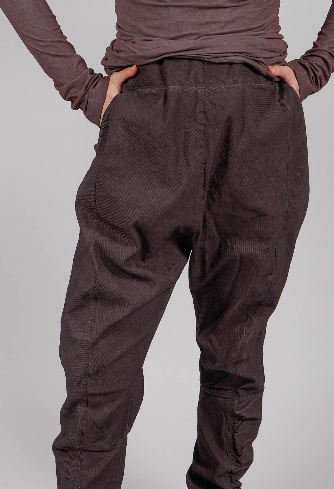 Drop Crotch Trousers with Ruched Leg in Flamingo Cloud - 2120103