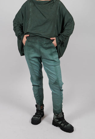 Slim Fit Trousers with Ruched Leg in Pine Reverse - 2120104