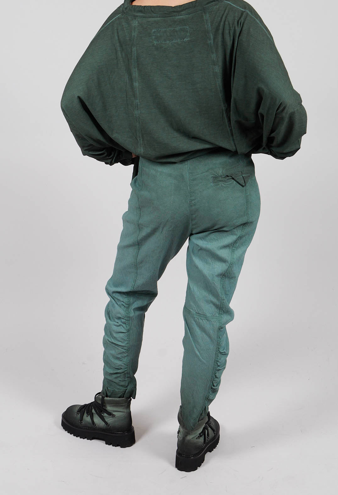 Slim Fit Trousers with Ruched Leg in Pine Reverse - 2120104