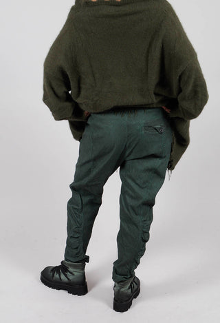 Slim Fit Trousers with Ruched Leg in Pine Cloud - 2120104