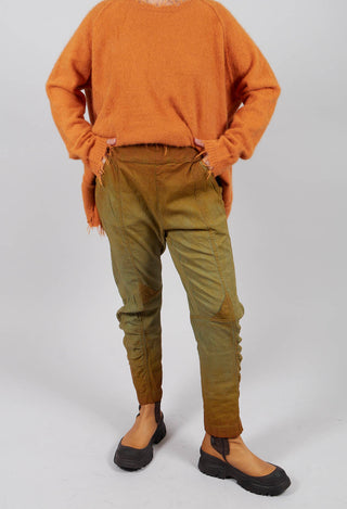 Slim Fit Trousers with Ruched Leg in Lagoon Reverse - 2120104