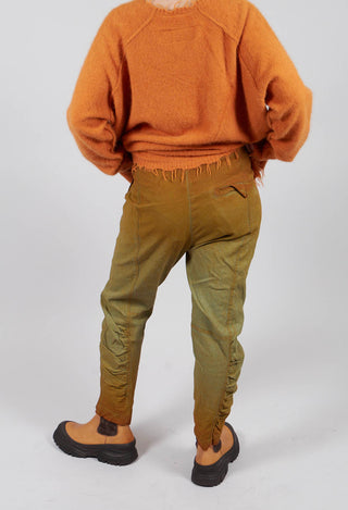 Slim Fit Trousers with Ruched Leg in Lagoon Reverse - 2120104