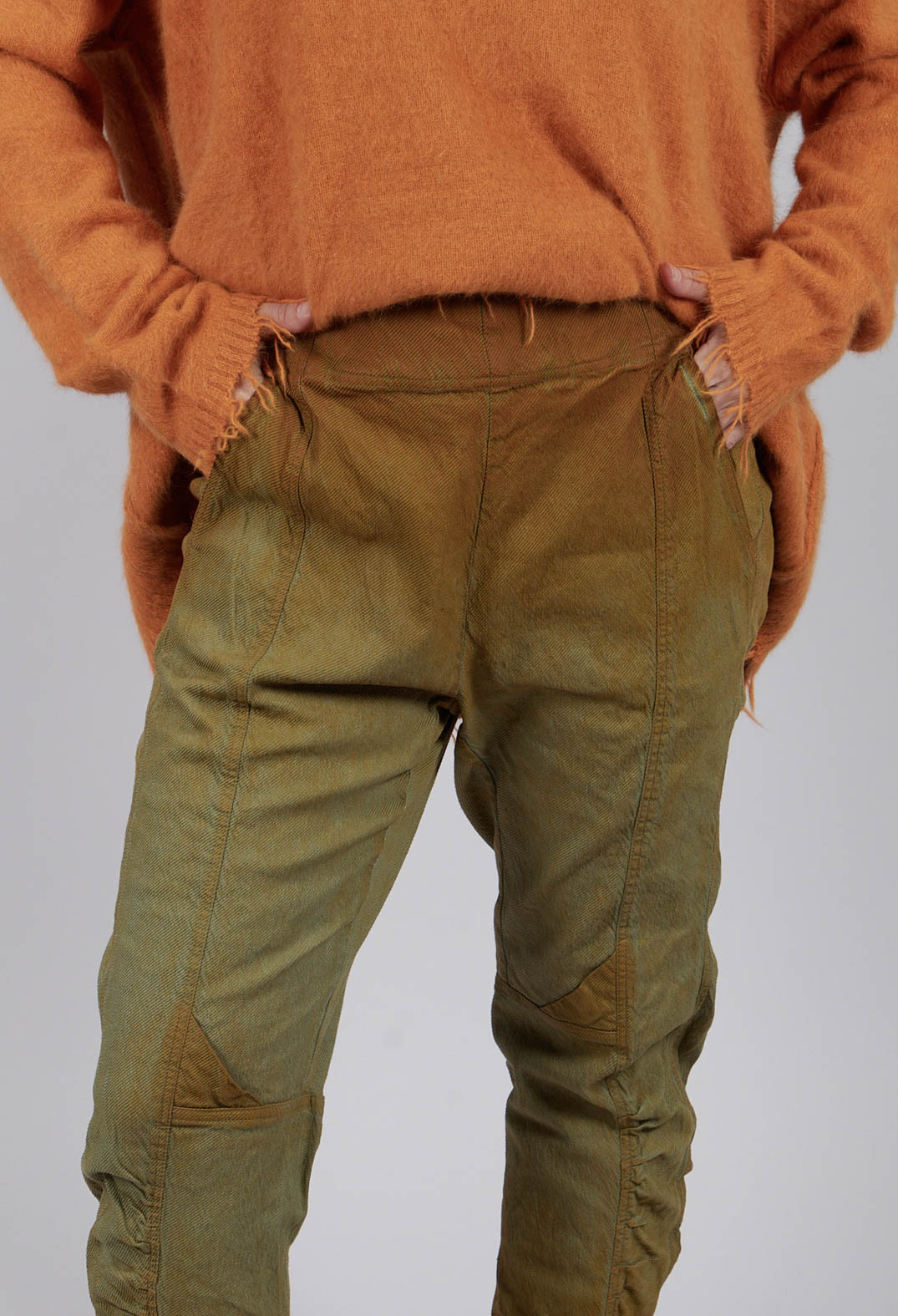 Slim Fit Trousers with Ruched Leg in Lagoon Reverse - 2120104