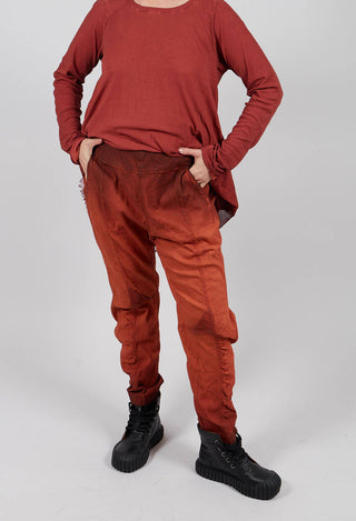 Slim Fit Trousers with Ruched Leg in Crab Reverse - 2120104