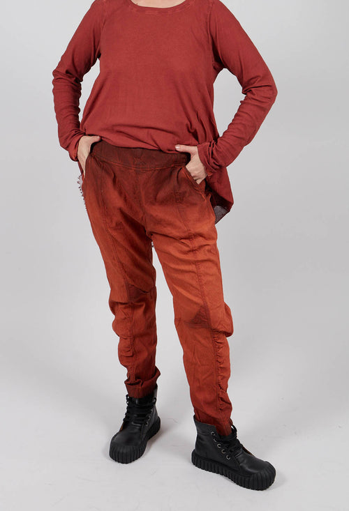 Slim Fit Trousers with Ruched Leg in Crab Reverse - 2120104