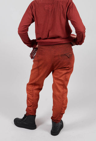 Slim Fit Trousers with Ruched Leg in Crab Reverse - 2120104